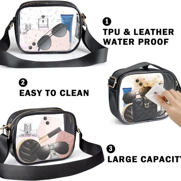 Clear Crossbody Bag, Stadium Approved Clear Purse Bag for Concerts Sports Events - Picture 6 of 8
